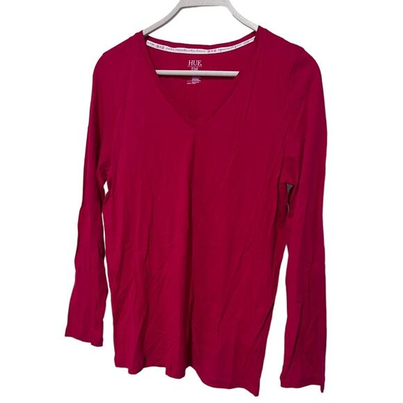 HUE TOP WOMENS MEDIUM LONG SLEEVE LOUNGE SLEEP T-SHIRT MODAL COTTON RED NEW! - Picture 6 of 7